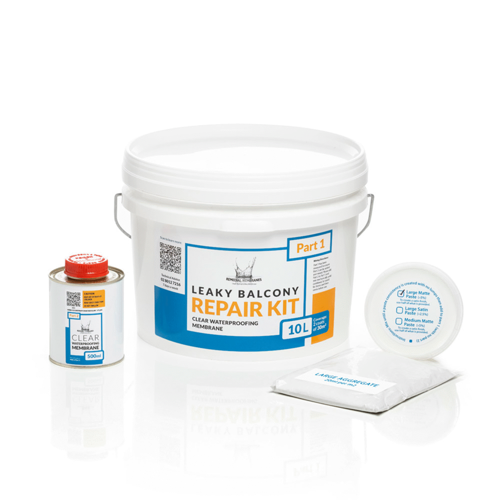 Leaky balcony deck repair system – Tank’d Clear AP waterproof membrane